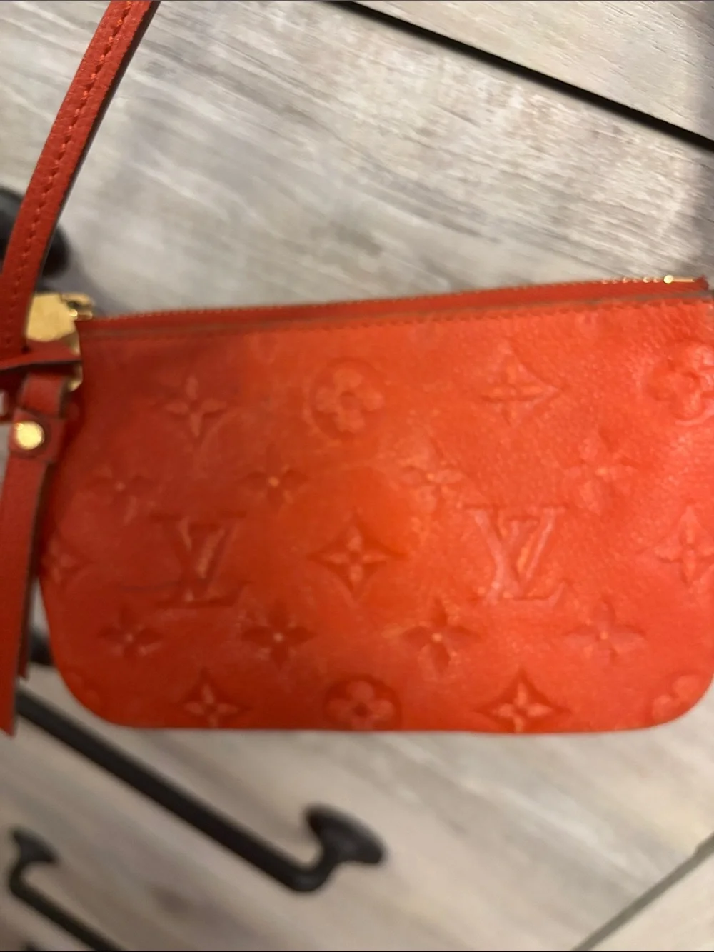 Louis Vuitton Red Emprante leather mini pochette